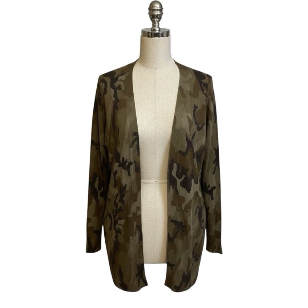 Sanctuary Camo Longline Cardigan Sweater Women’s M Open Front Dolman Army Green